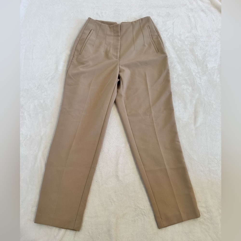 Nine West Size 4 High-Rise Straight Tapered Leg Dress Pants Taupe/Tan